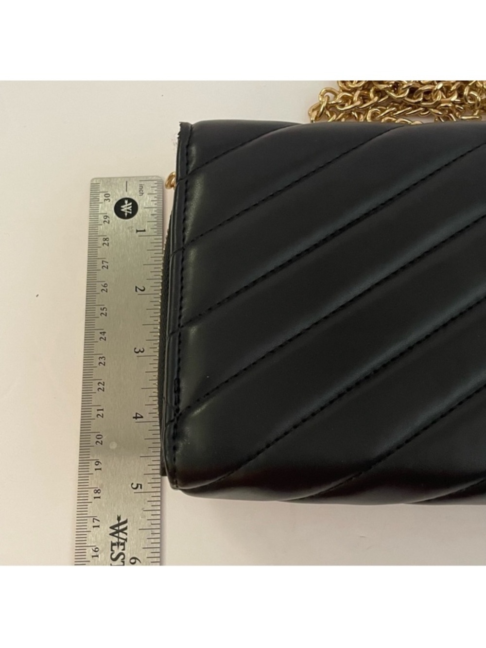 Black Quilted Leather Crossbody with Gold Chain - Picture 14 of 16